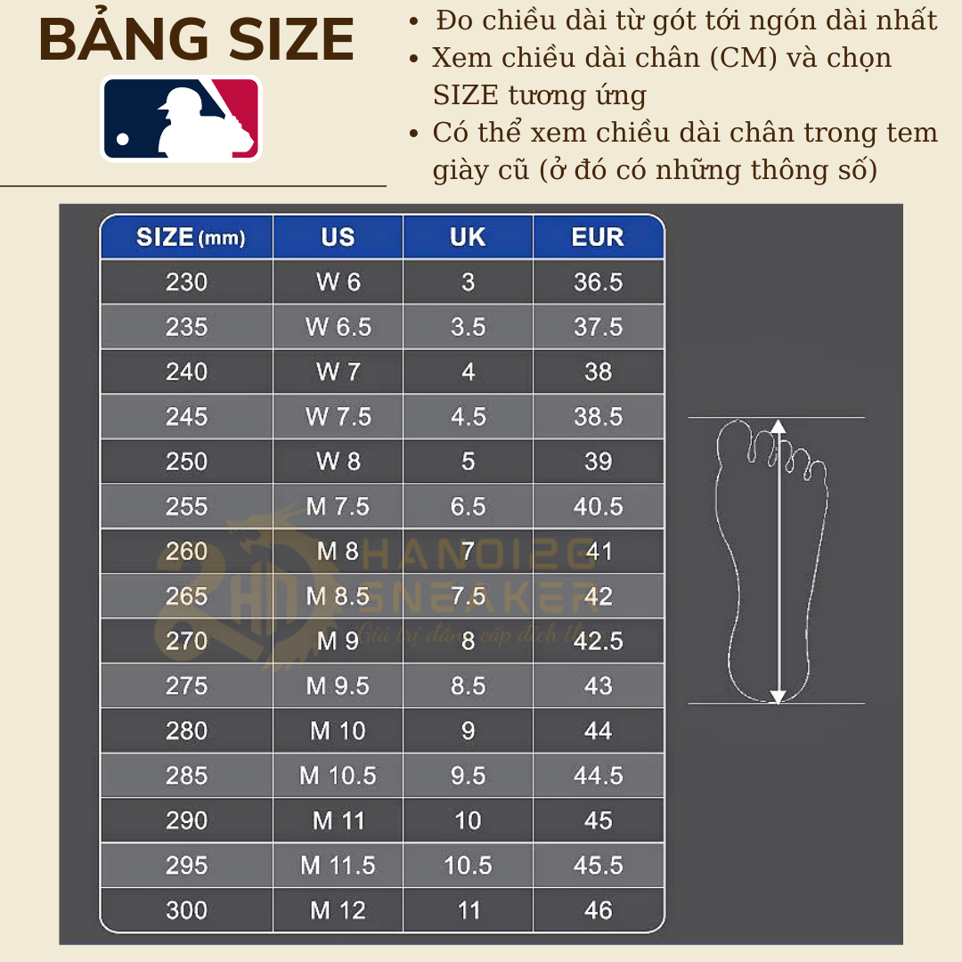 Bảng Size Giày MLB