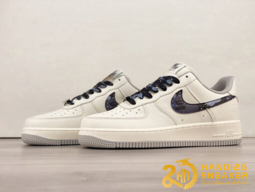 Giày Bape X Nike Air Force 1 07 Low White Light Grey Black (1)