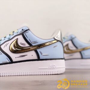 Giày Nike Air Force 1 07 Low White Blue Metallic Gold (3)