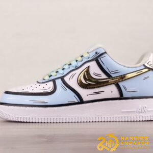 Giày Nike Air Force 1 07 Low White Blue Metallic Gold