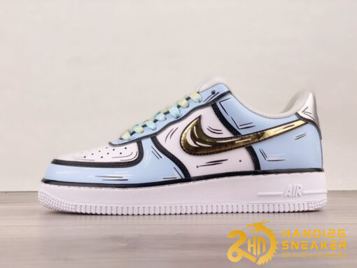 Giày Nike Air Force 1 07 Low White Blue Metallic Gold