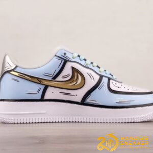 Giày Nike Air Force 1 07 Low White Blue Metallic Gold (6)