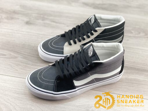 Giày Vans SK8 Mid Reissue Black White Grey (1)