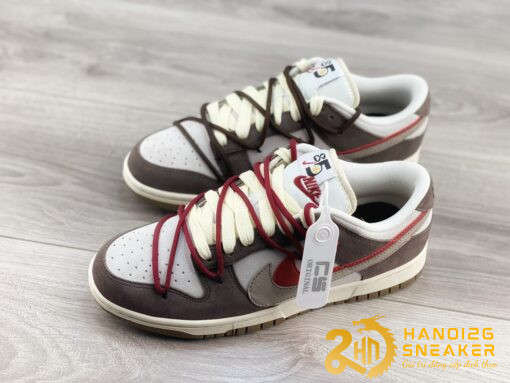 Giày SB Dunk Low 85 Double Swoosh Brown Red (1)
