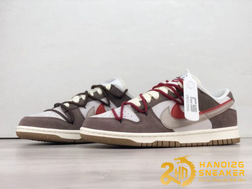 Giày SB Dunk Low 85 Double Swoosh Brown Red (7)