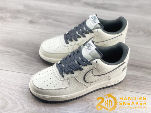 Giày Nike Air Force 1 Low Stussy White Grey (1)