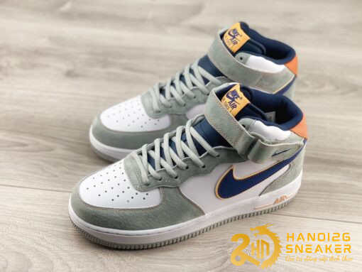 Giày Nike Air Force 1 07 Mid Grey White Navy (1)