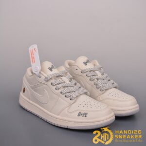 Giày Nike Air Jordan 1 Low BAPE Off White Grey (1)